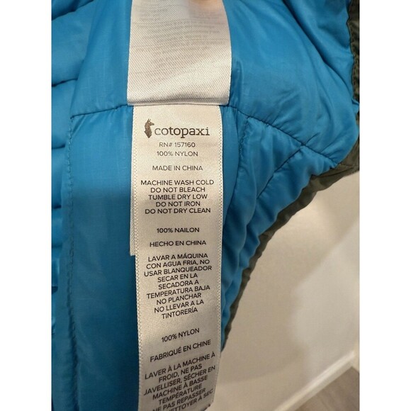 Cotopaxi Vest Mens Medium Green Fuego Puffer Down 800 Slim Fit Outdoor Hiking - Picture 10 of 10
